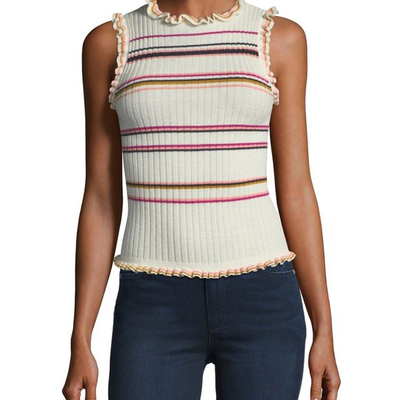 Rebecca Taylor Sleeveless Striped Sweater Tank - Picture 1 of 3